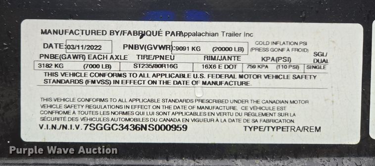 image for item YA0488 2022 Appalachian car carrier