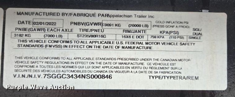 image for item YA0489 2022 Appalachian car carrier