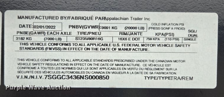 image for item YA0491 2022 Appalachian car carrier