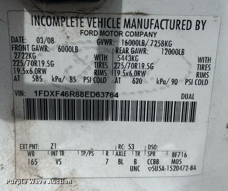 image for item EO0668 2008 Ford F450 Super Duty flatbed truck