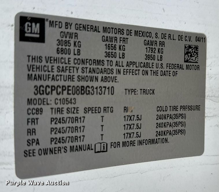 image for item EO0678 2011 Chevrolet Silverado 1500  Crew Cab pickup truck