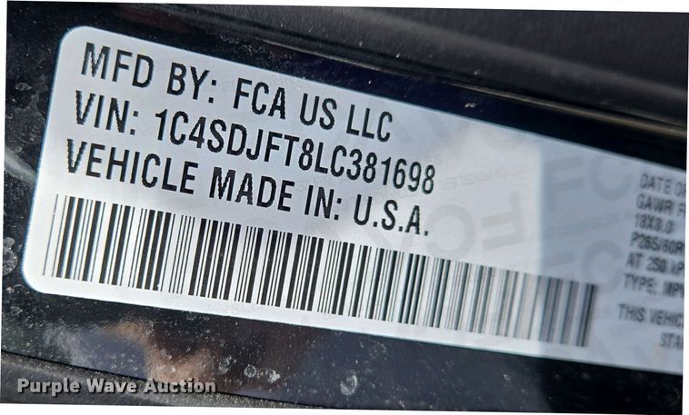 image for item EO0681 2020 Dodge Durango SSV SUV