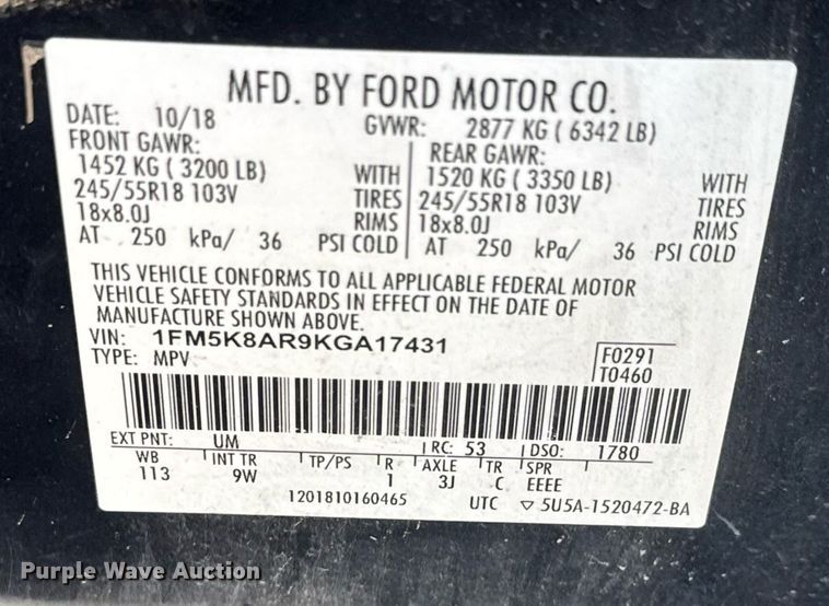 image for item EO0688 2019 Ford Explorer Police Interceptor SUV