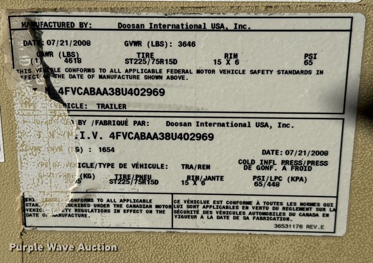 image for item EO0689 2008 Ingersoll Rand P185 air compressor