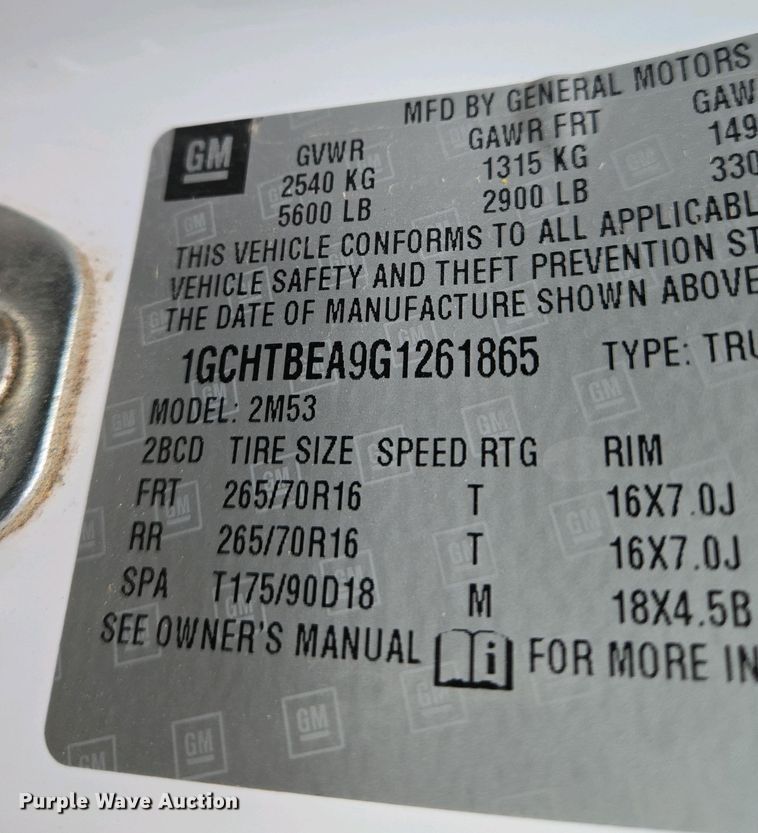 image for item EO0691 2016 Chevrolet Colorado Ext. Cab pickup truck