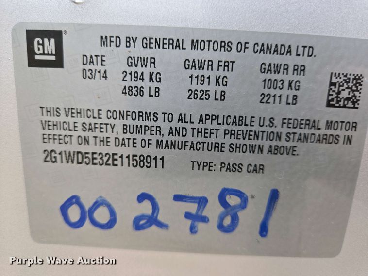 image for item EO0693 2014 Chevrolet  Impala Police Cruiser  