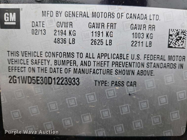 image for item EO0694 2013 Chevrolet Impala Police Cruiser  