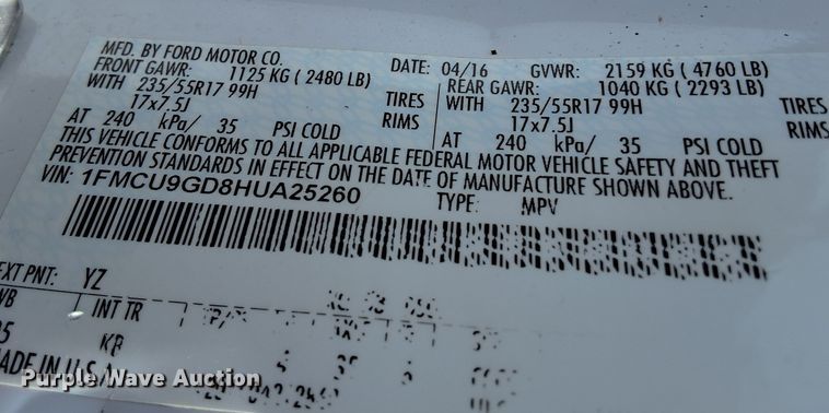 image for item EO0699 2017 Ford Escape SE  SUV