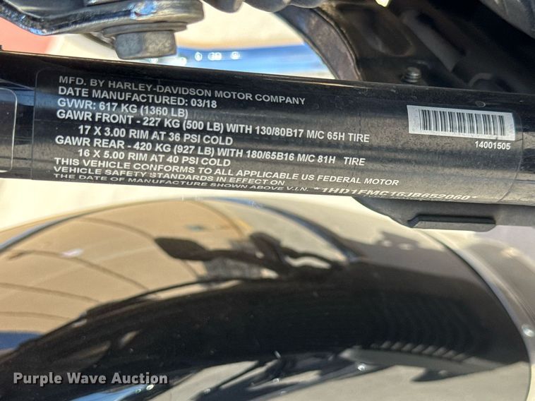 image for item EO0734 2018 Harley Davidson Electra Glide motorcycle