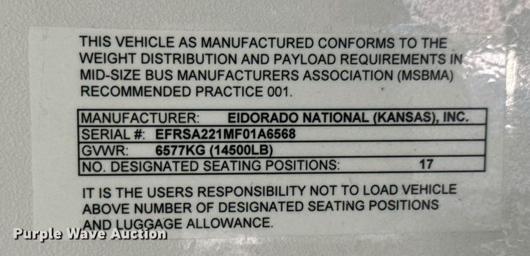 image for item EO0743 2015 Eldorado Aerotech E450 shuttle bus