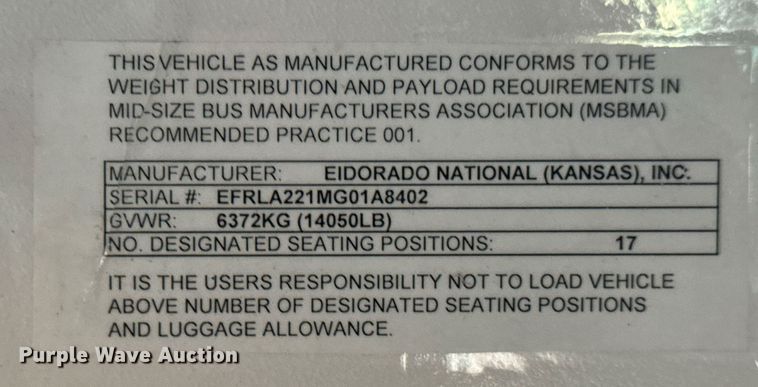 image for item EO0746 2016 Eldorado Aerotech E450 shuttle bus