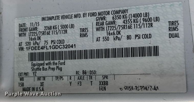 image for item EO0746 2016 Eldorado Aerotech E450 shuttle bus