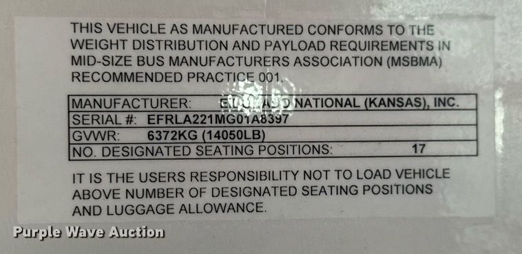 image for item EO0747 2016 Eldorado Aerotech E450 shuttle bus