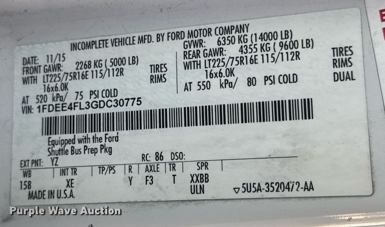 image for item EO0747 2016 Eldorado Aerotech E450 shuttle bus