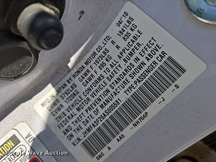 image for item EO0749 2010 Honda Civic Hybrid 