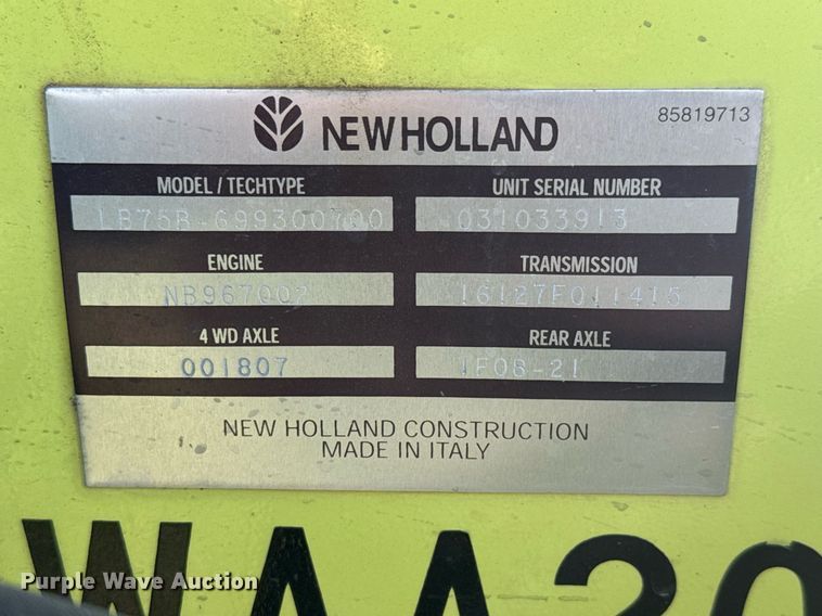 image for item EQ1314 2001 New Holland LB75B backhoe