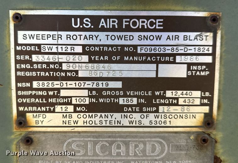 image for item EQ1325 1986 Sicard SW112RM sweeper