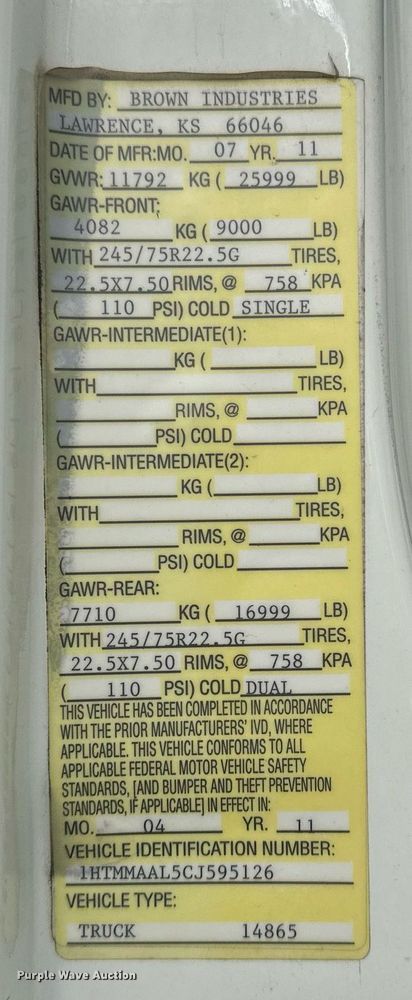 image for item DF8465 2012 International DuraStar 4300 box truck