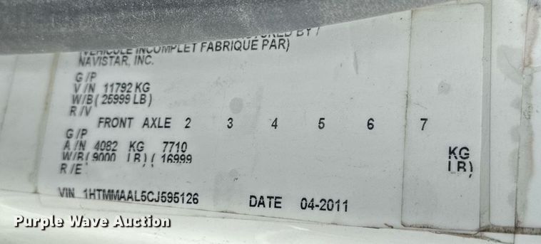 image for item DF8465 2012 International DuraStar 4300 box truck