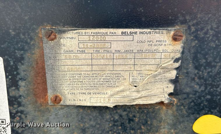 image for item DG1740 2008 Belshe WB12 utility trailer