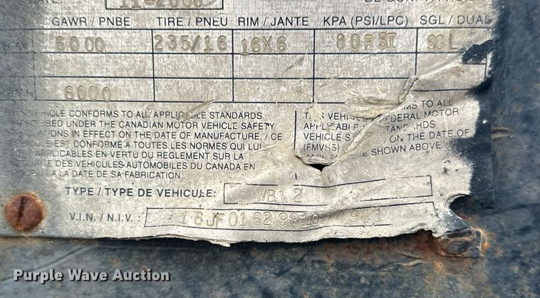 image for item DG1740 2008 Belshe WB12 utility trailer