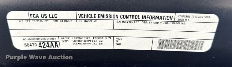 image for item DM5722 2020 Dodge Ram 1500 Crew Cab pickup truck