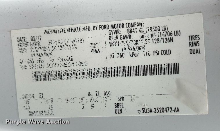 image for item DO0795 2017 Ford F550 Super Duty flatbed truck