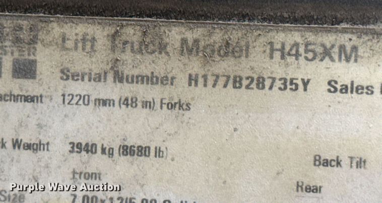 image for item DO0908 Hyster H45XM forklift