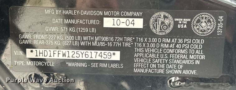 image for item DO0921 2005 Harley Davidson Electra Glide Classic FLHTCI motorcycle