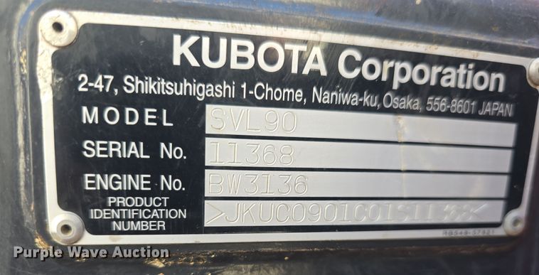 image for item DO7910 2012 Kubota SVL90 tracked skid steer loader