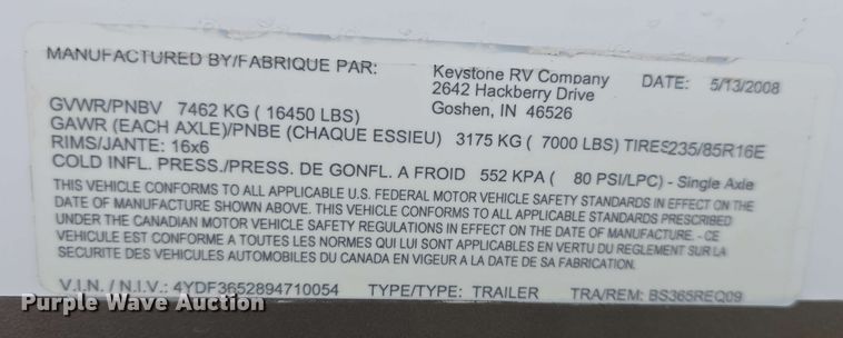 image for item DO7932 2009 Keystone Montana Big Sky camper