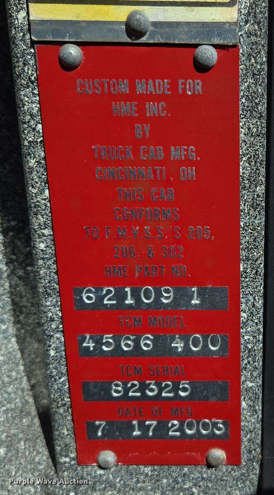 image for item DP6326 2003 HME Central States Fire Apparatus ladder fire truck