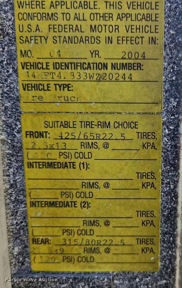 image for item DP6326 2003 HME Central States Fire Apparatus ladder fire truck