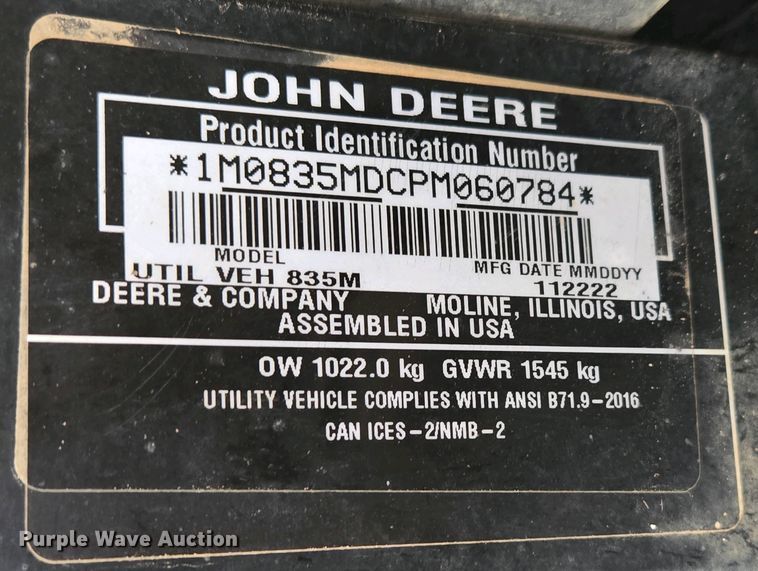 image for item DP6329 2023 John Deere Gator XUV835M utility vehicle