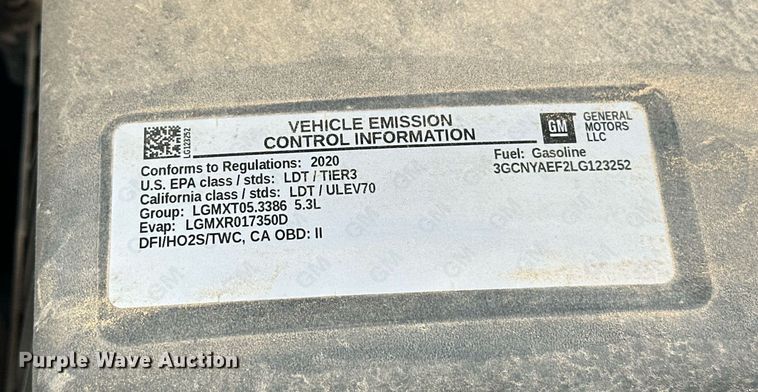 image for item DS3659 2020 Chevrolet Silverado 1500 pickup truck