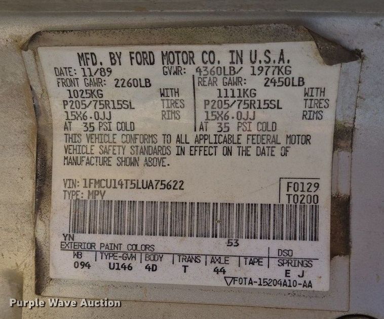 image for item DS5374 1990 Ford Bronco II XLT SUV