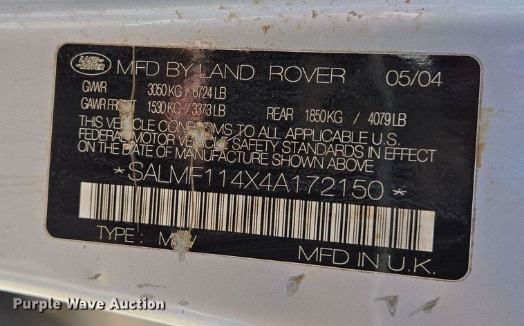 image for item DS5376 2004 Land Rover Range Rover HSE SUV