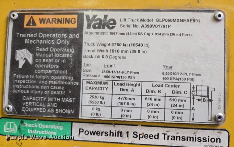 image for item DT4838 2016 Yale GLP060MXNEAE091 forklift
