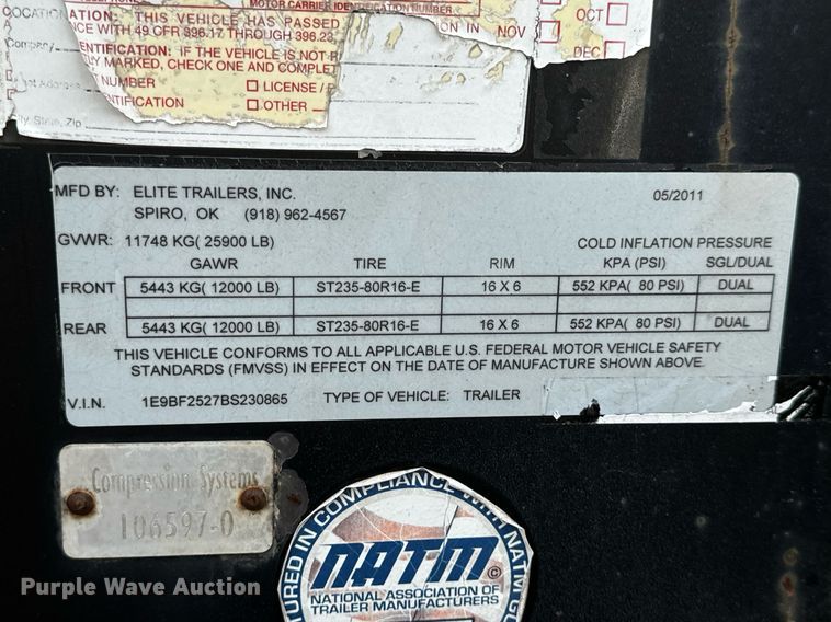 image for item DV1898 2011 Elite Trailers flatbed trailer