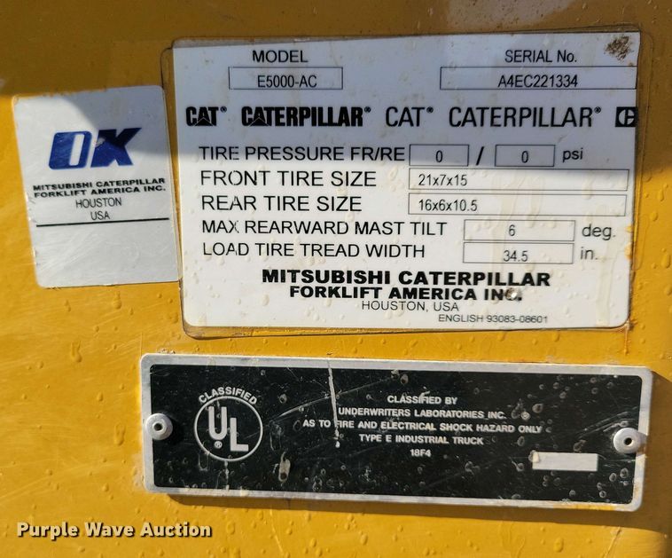 image for item EA2420 Caterpillar E5000-AC forklift