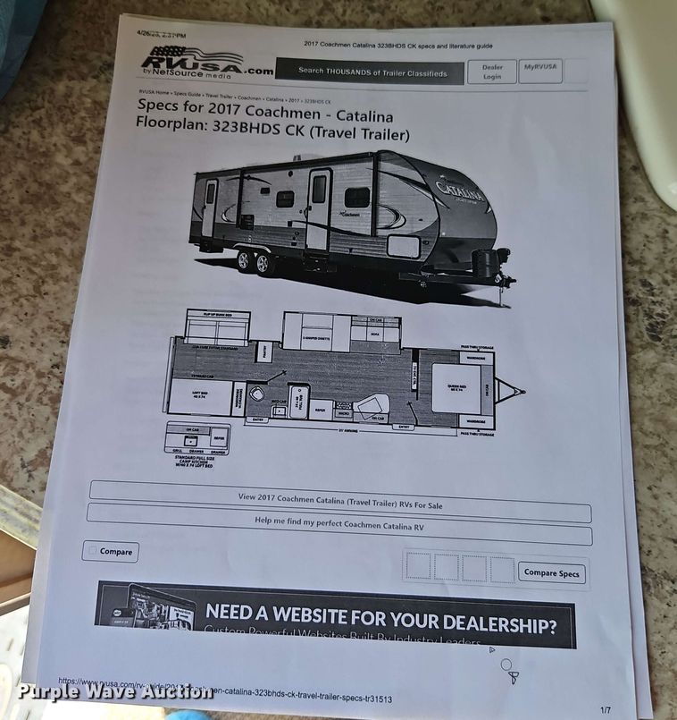 image for item EB7999 2017 Coachman Catalina 321BHDS CK camper