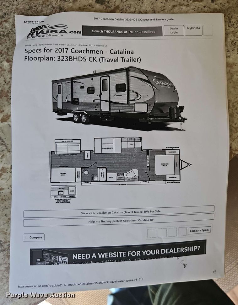 image for item EB7999 2017 Coachman Catalina 321BHDS CK camper