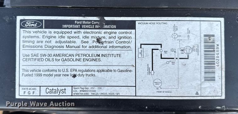 image for item EC3545 1999 Ford Ranger SuperCab pickup truck