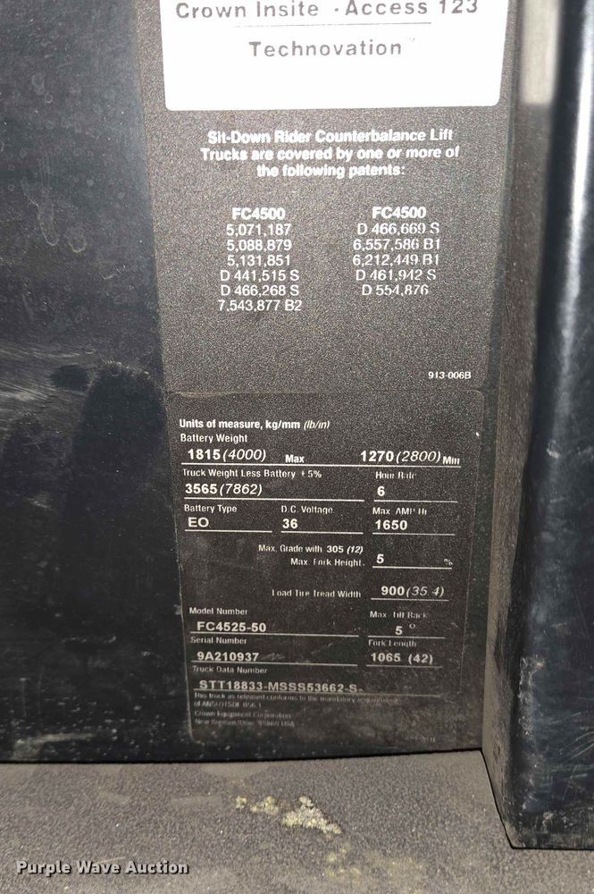image for item EC4187 2014 Crown FC4525-50 forklift
