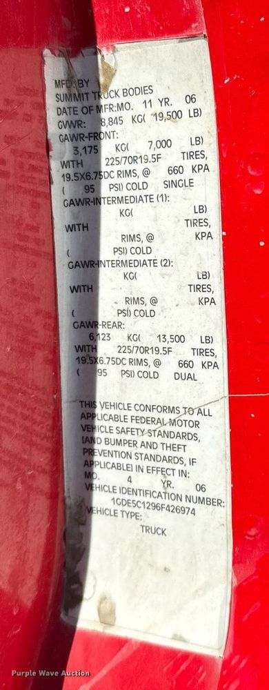 image for item ED5524 2006 GMC C5500 flatbed truck