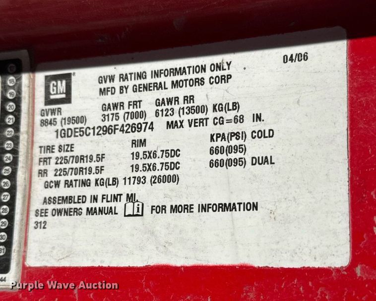 image for item ED5524 2006 GMC C5500 flatbed truck