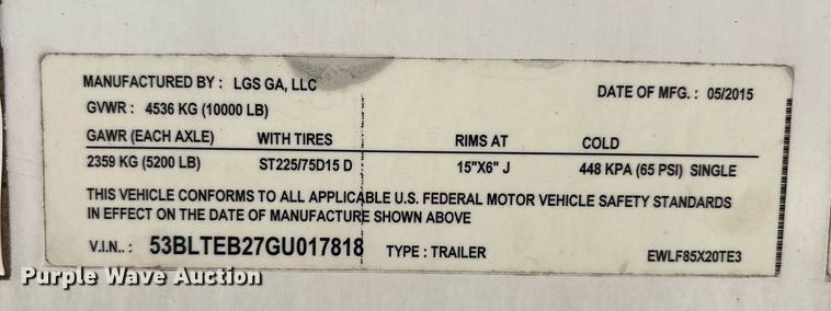 image for item EF3009 2016 LGS Trailers enclosed cargo trailer