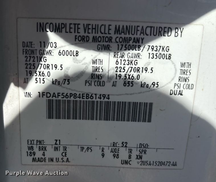 image for item EF3012 2004 Ford F550 utility / service truck