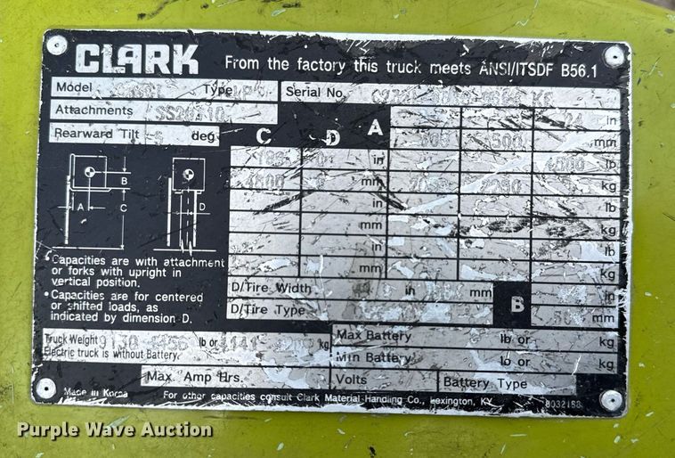 image for item EG5778 2008 Clark C25CL forklift