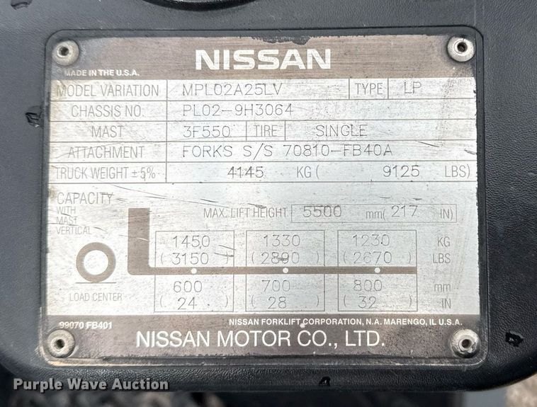 image for item EG5794 2006 Nissan 50 forklift